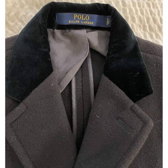 POLO RALPH LAUREN made in italy Velvet Collar Paddock City Coat Size L $969 - Picture 6 of 7